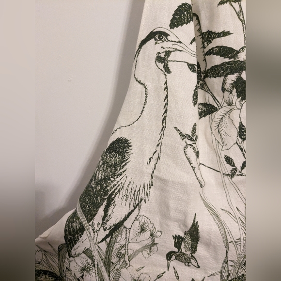 Vintage Green And White Linen Apron Animal And Greenery - Picture 6 of 10